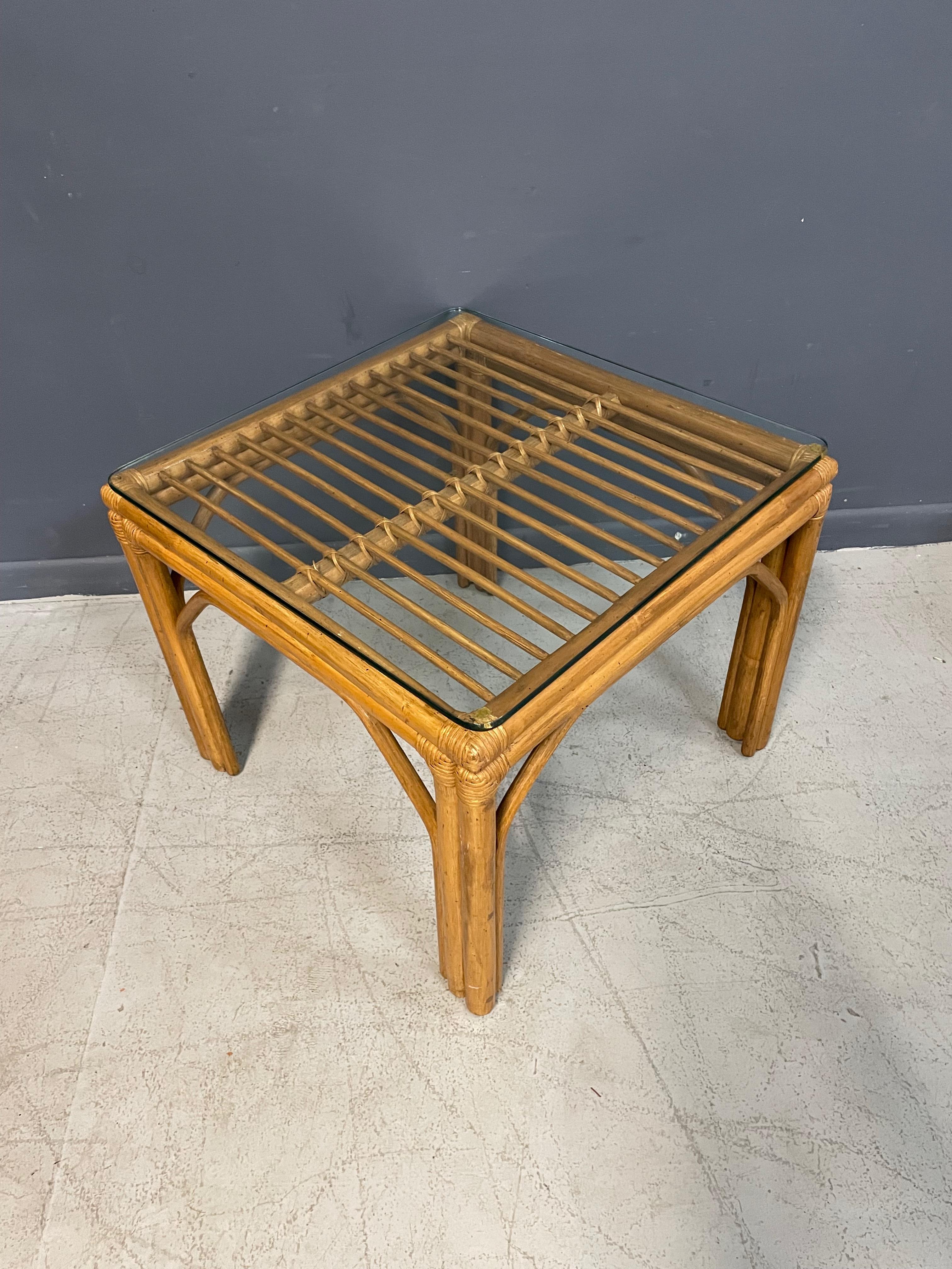bamboo end tables with glass top