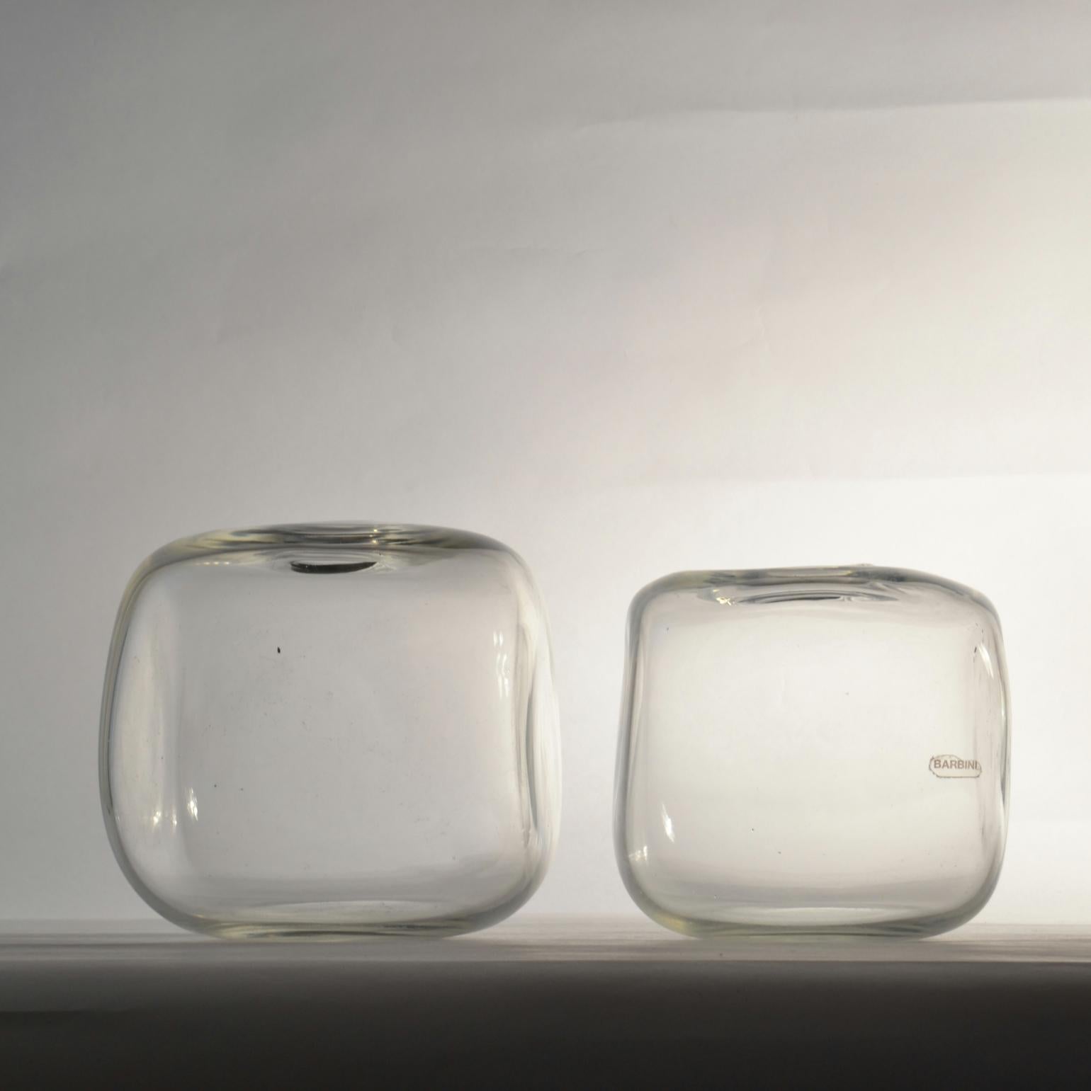 Cubic clear glass vases 