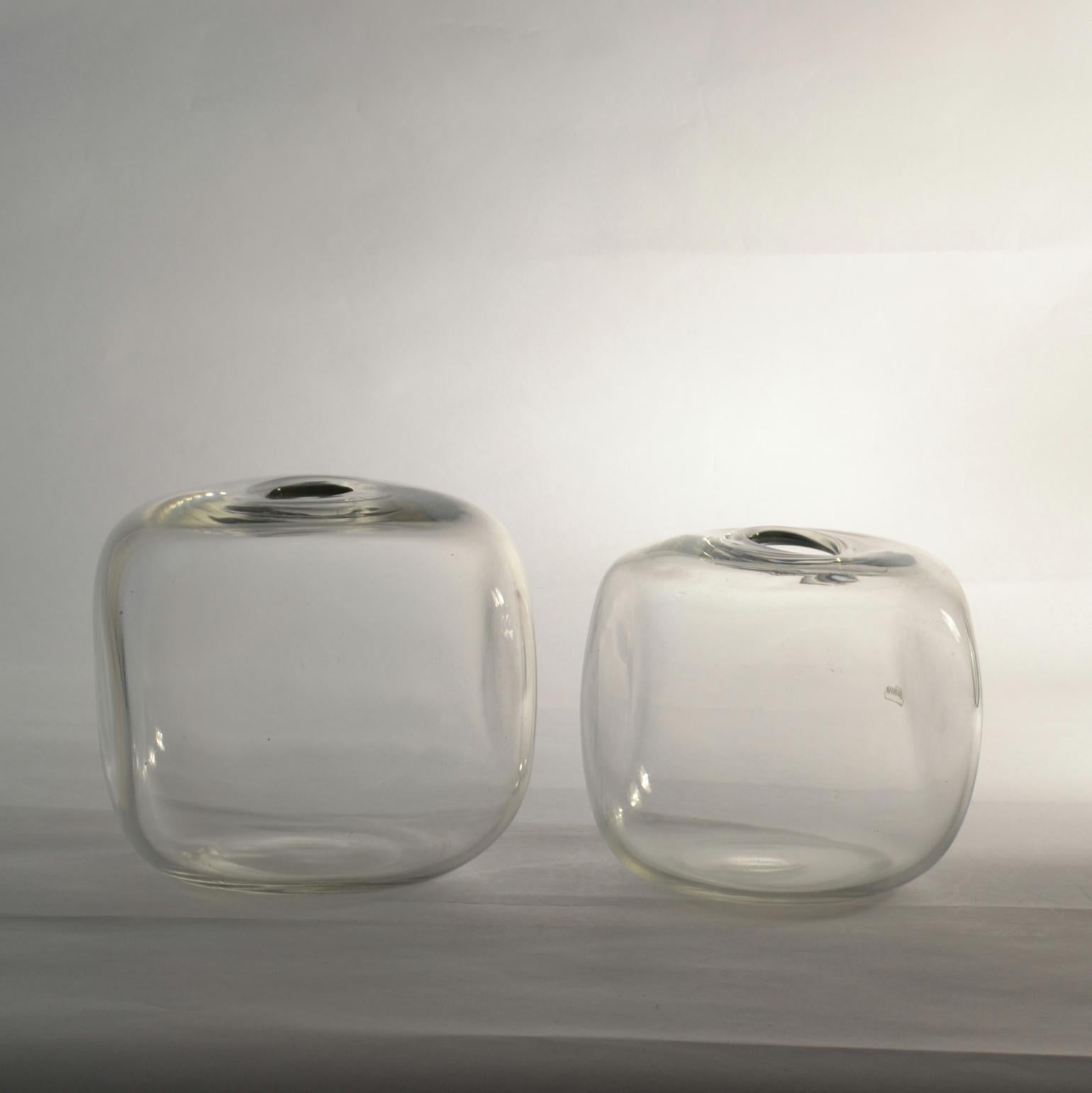 Hand-Crafted Pair of Square Barbini Vases