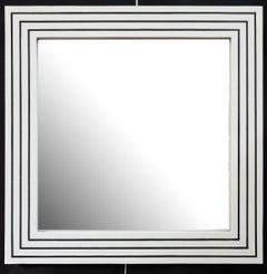 Pair of Square Black and White Tessellated Wall Mirrors
