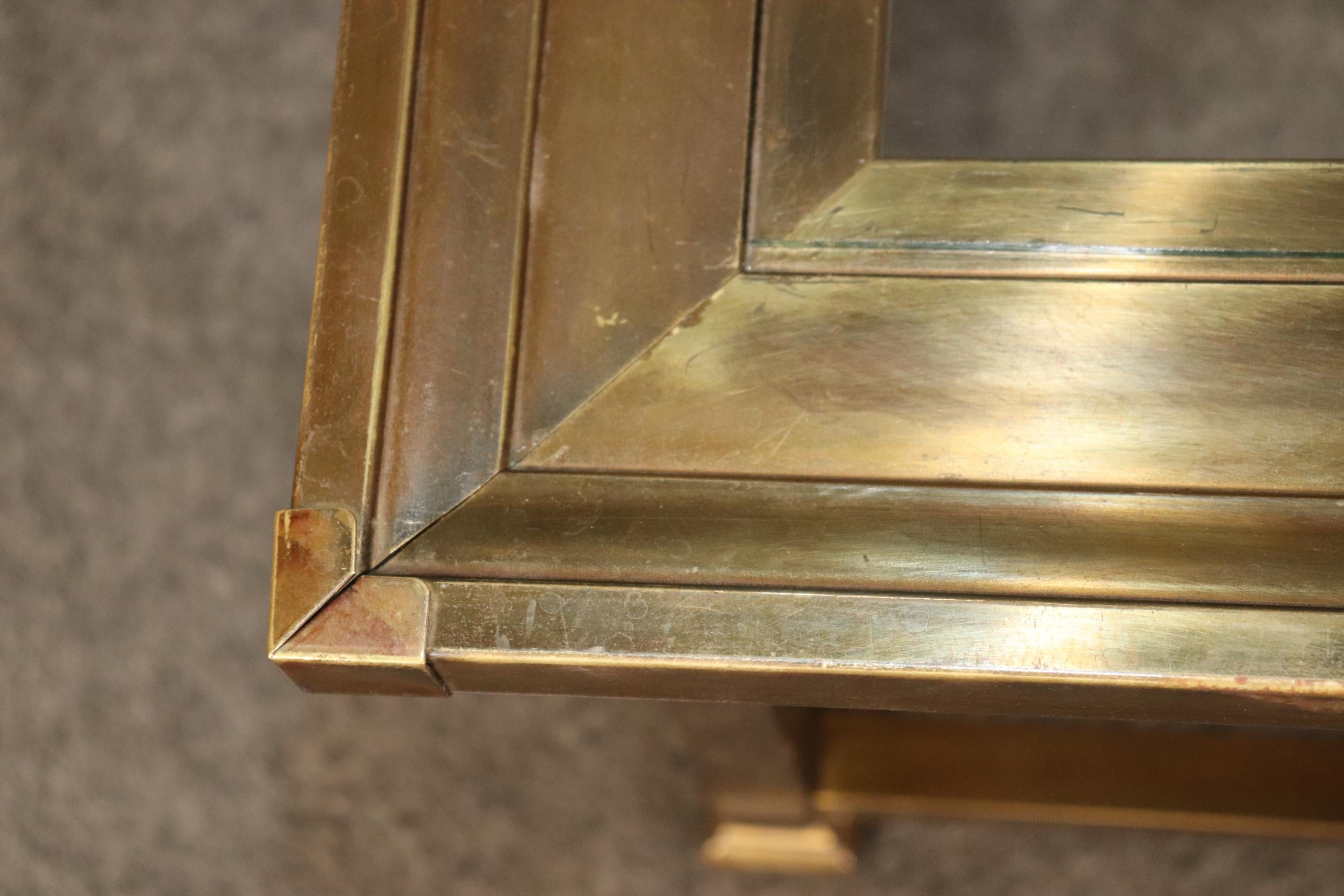 Pair of Square Brass And Glass Top Mastercraft End Tables Side Tables For Sale 2