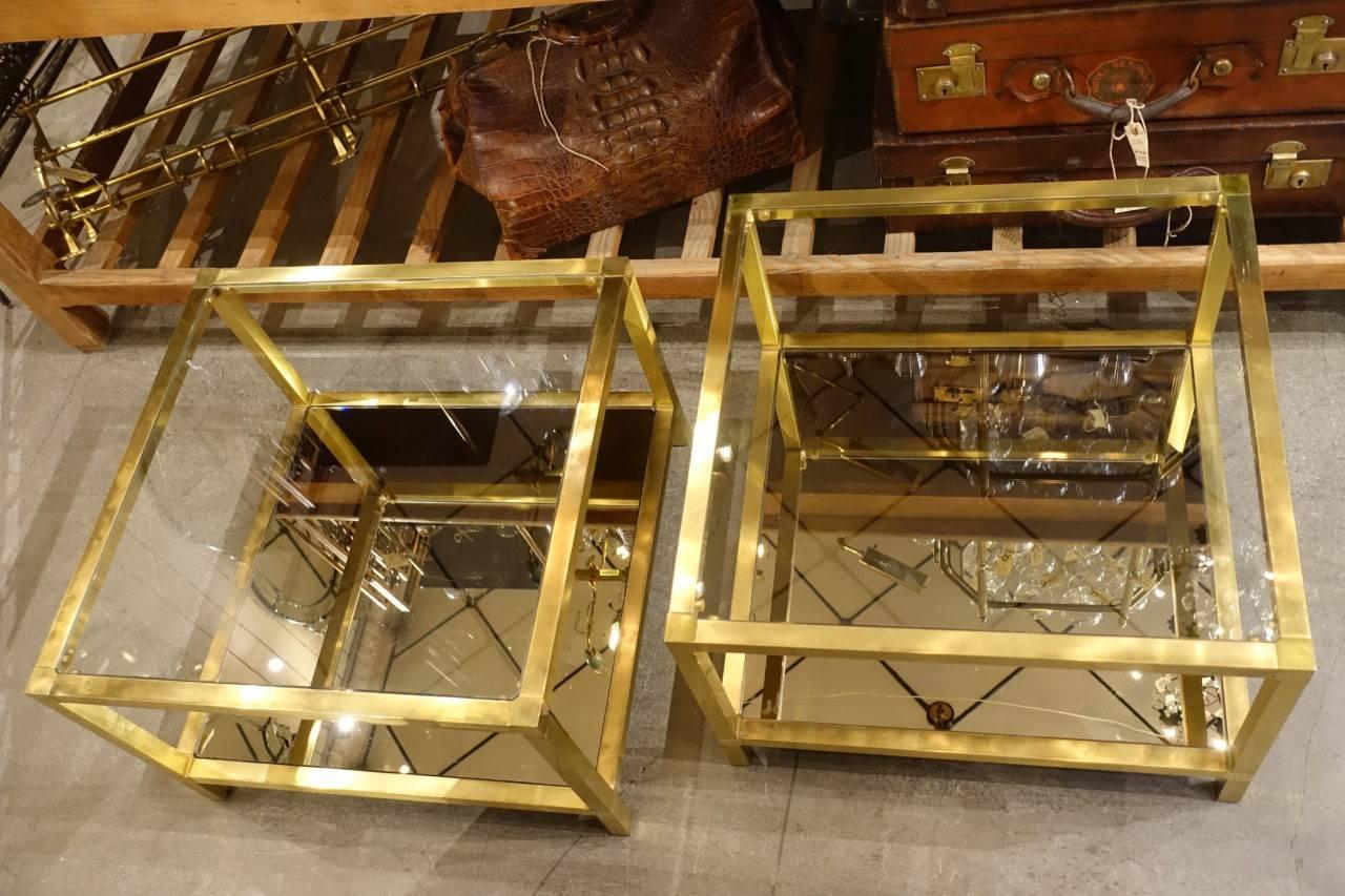 Pair of Square Brass Side Tables In Excellent Condition In Copenhagen K, DK