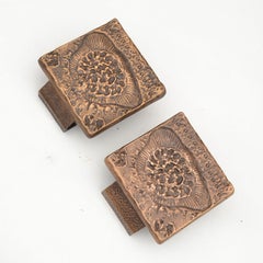 Pair of Square Bronze Push and Pull Door Handles for Double Doors