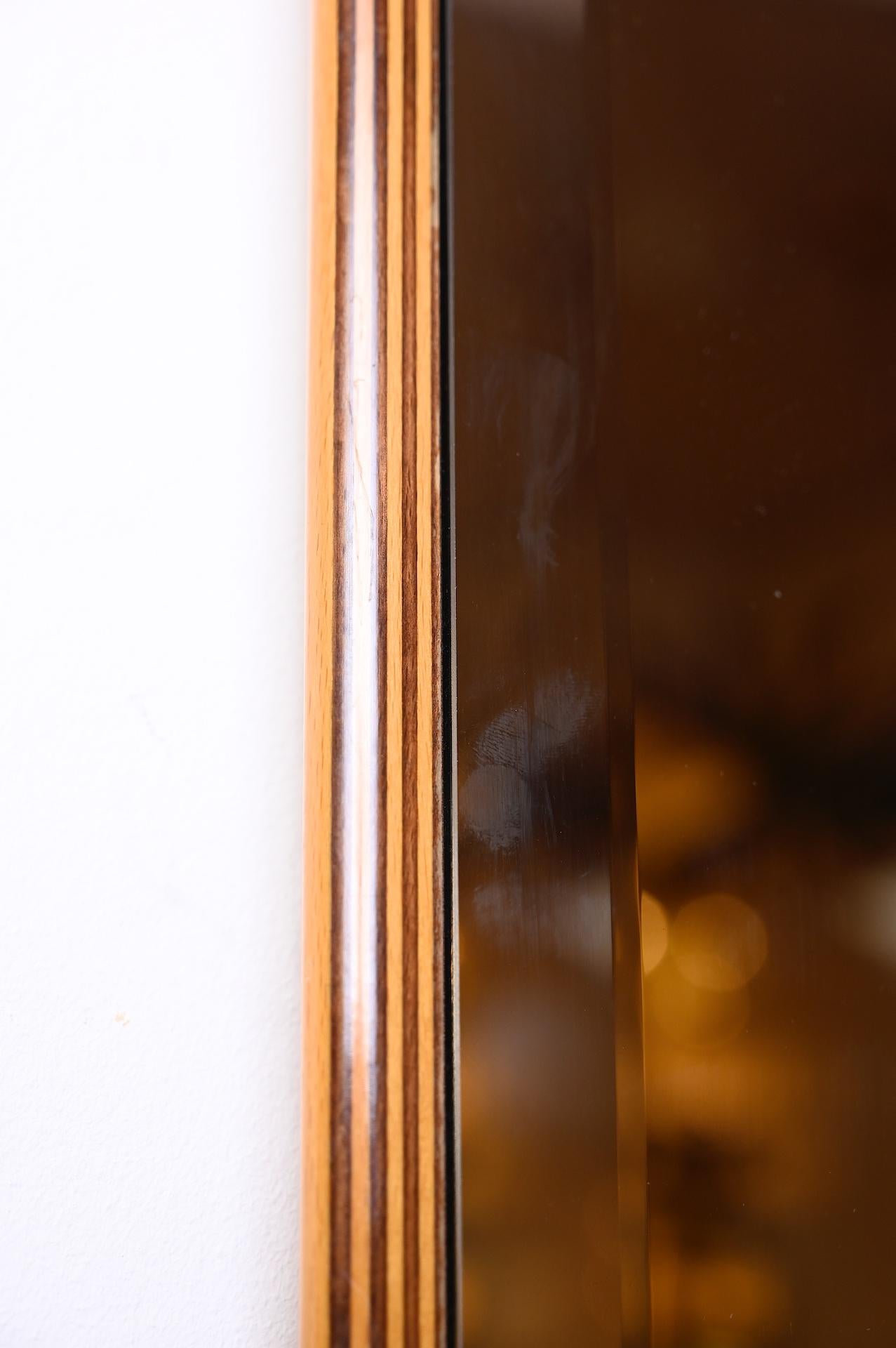 Italian Pair of Square Bronzed Sottsass style Mirrors