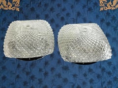 Ein Paar 1960er Limburg Petite Bubble Glass Flush Mount Deckenleuchten