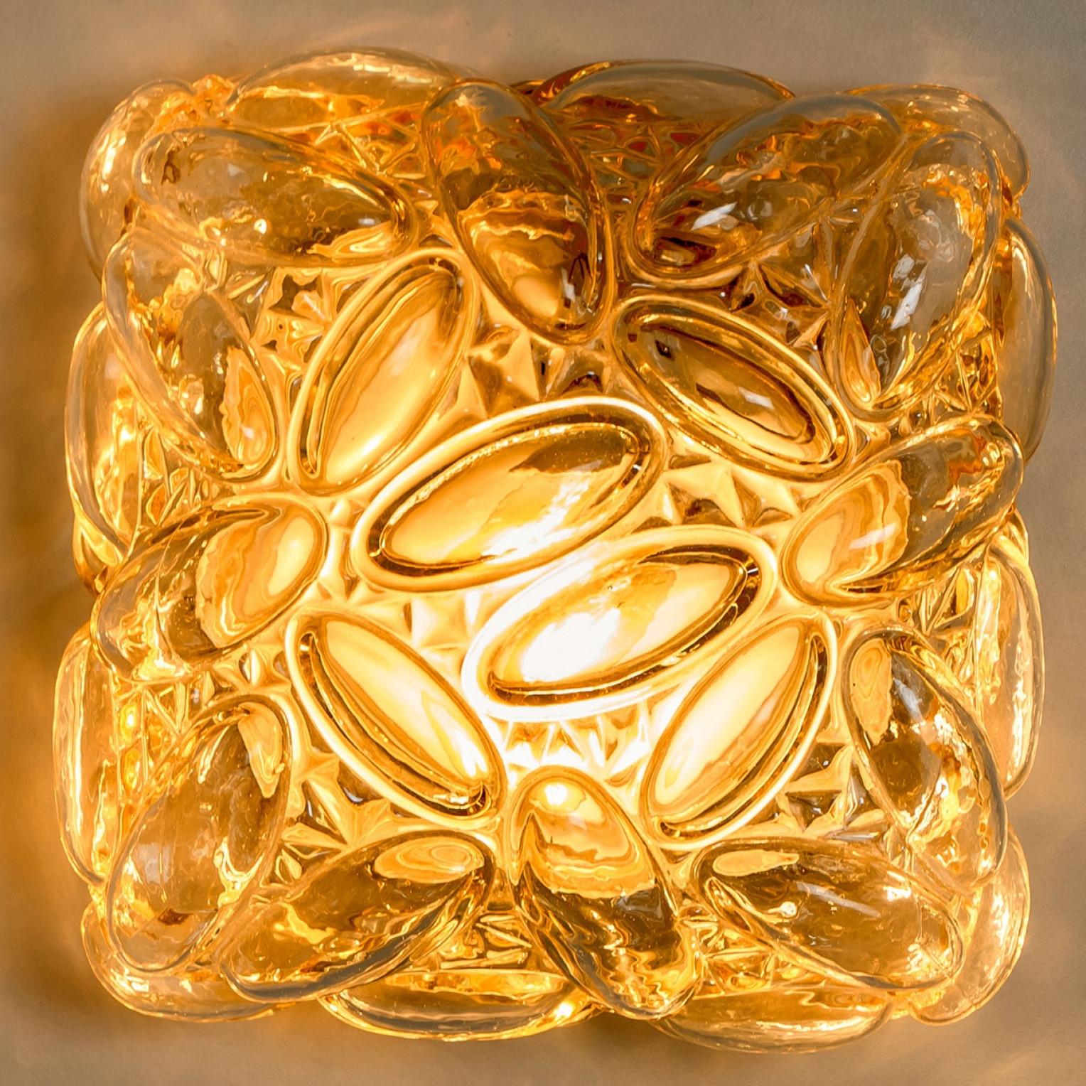 Pair of Square Bubble Glass Wall Light by Helena Tynell, 1960 For Sale 5