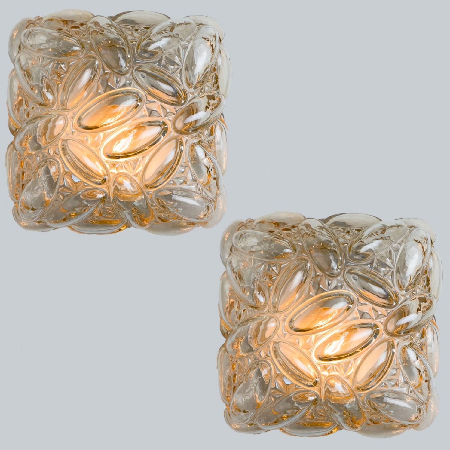 Pair of Square Bubble Glass Wall Light by Helena Tynell, 1960 For Sale 12