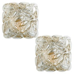 Pair of Square Bubble Glass Wall Light/Flush Mount by Helena Tynell, 1960