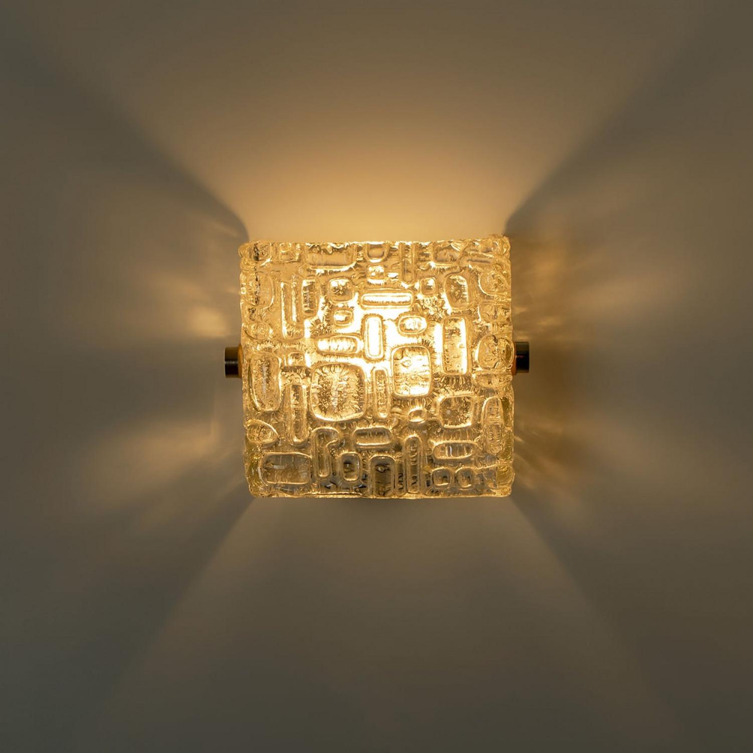 Mid-Century Modern Pair of Square Bubble Glass Wall Lights, Germany 1960 For Sale