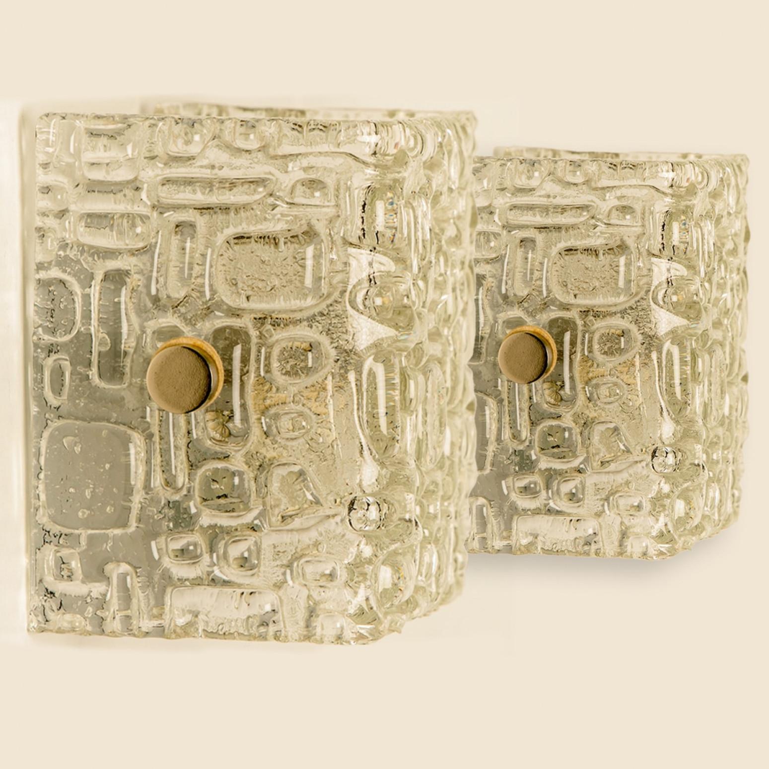 Mid-20th Century Pair of Square Bubble Glass Wall Lights, Germany 1960 For Sale