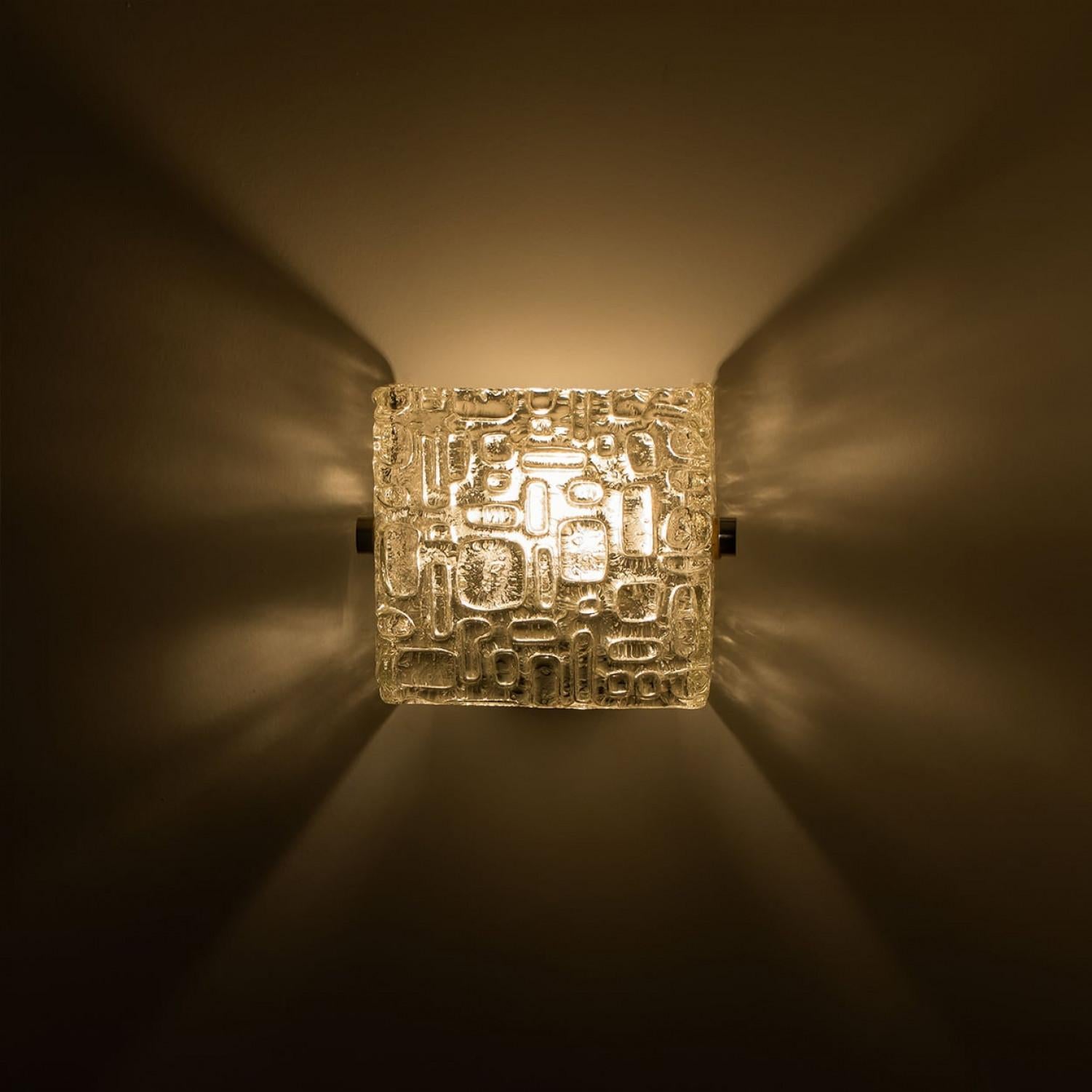 Pair of Square Bubble Glass Wall Lights, Germany 1960 For Sale 1