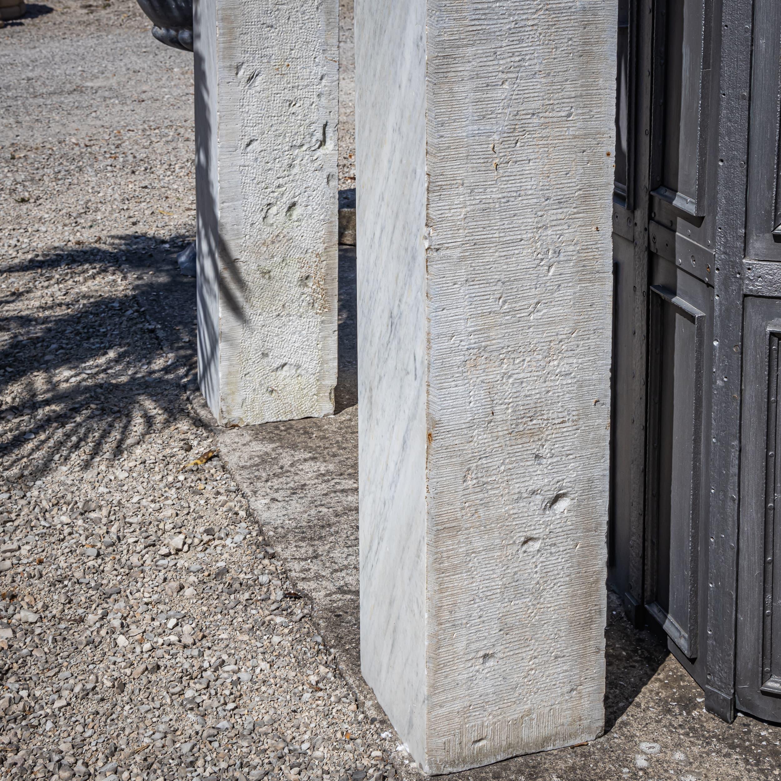 Neoclassical Pair of Square Carrara Marble Pedestals, 19th Century For Sale