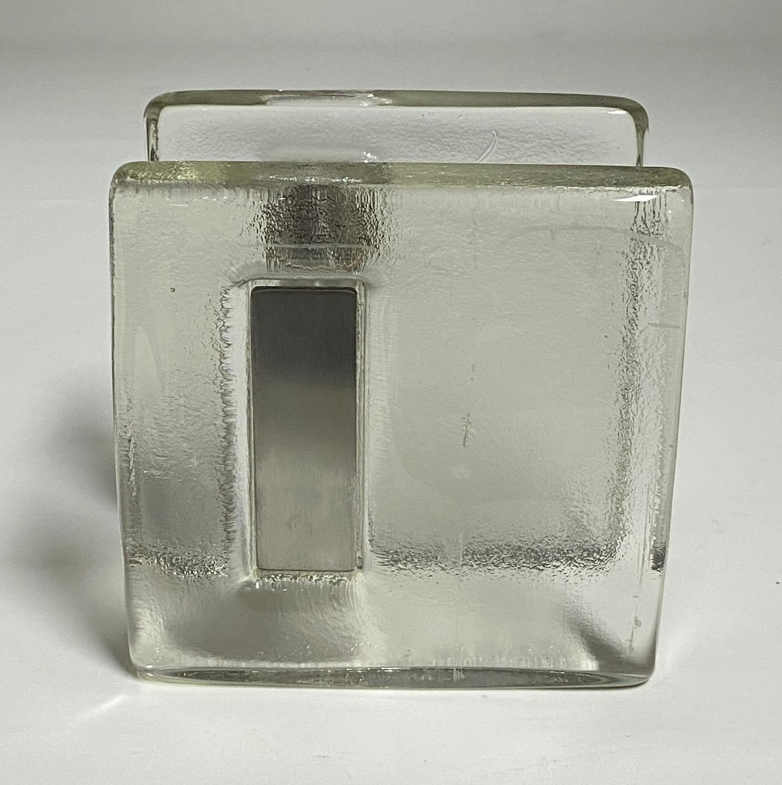Minimalist Pair of Square Clear Glass Push Pull Door Handles