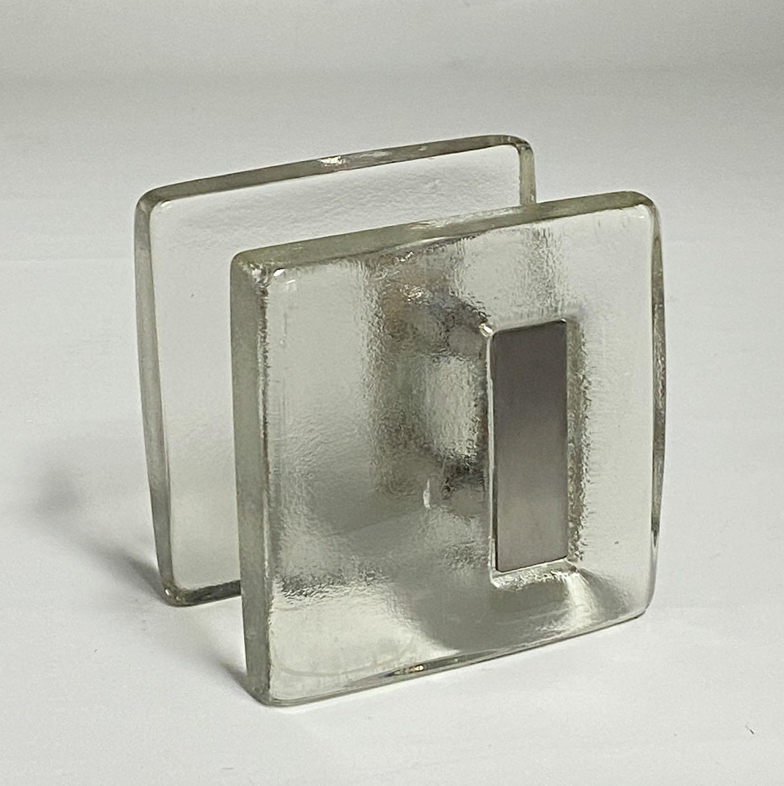 European Pair of Square Clear Glass Push Pull Door Handles