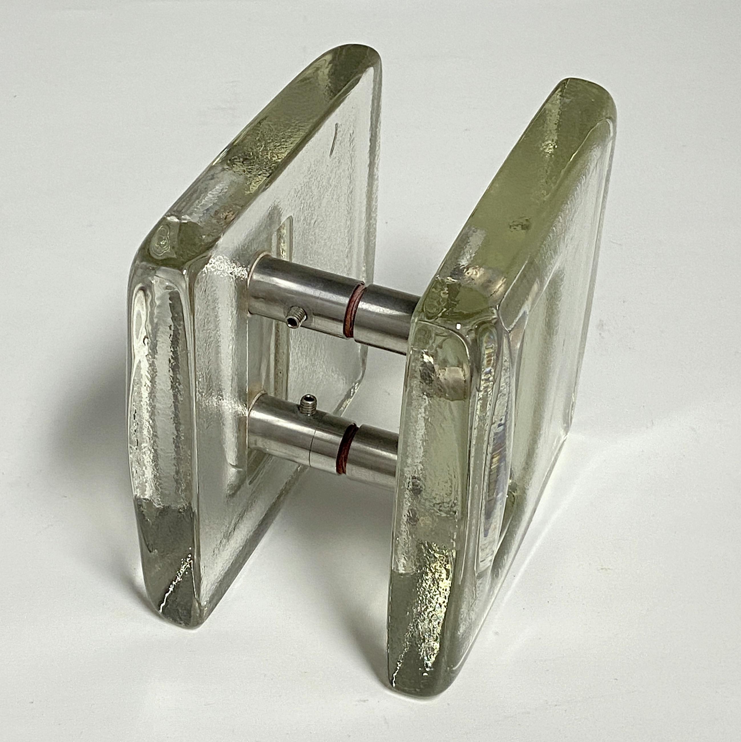 Cast Pair of Square Clear Glass Push Pull Door Handles