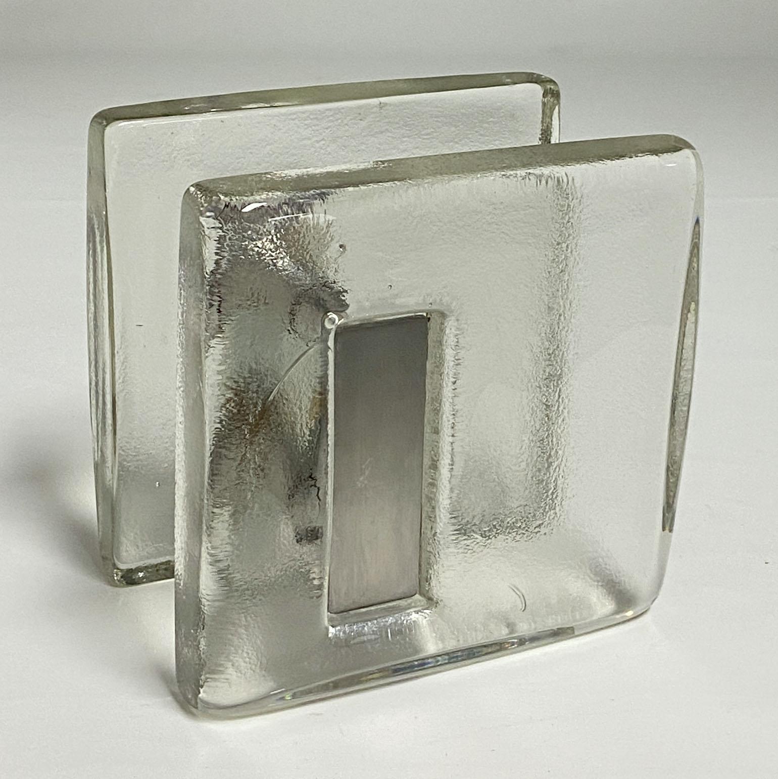 Mid-20th Century Pair of Square Clear Glass Push Pull Door Handles
