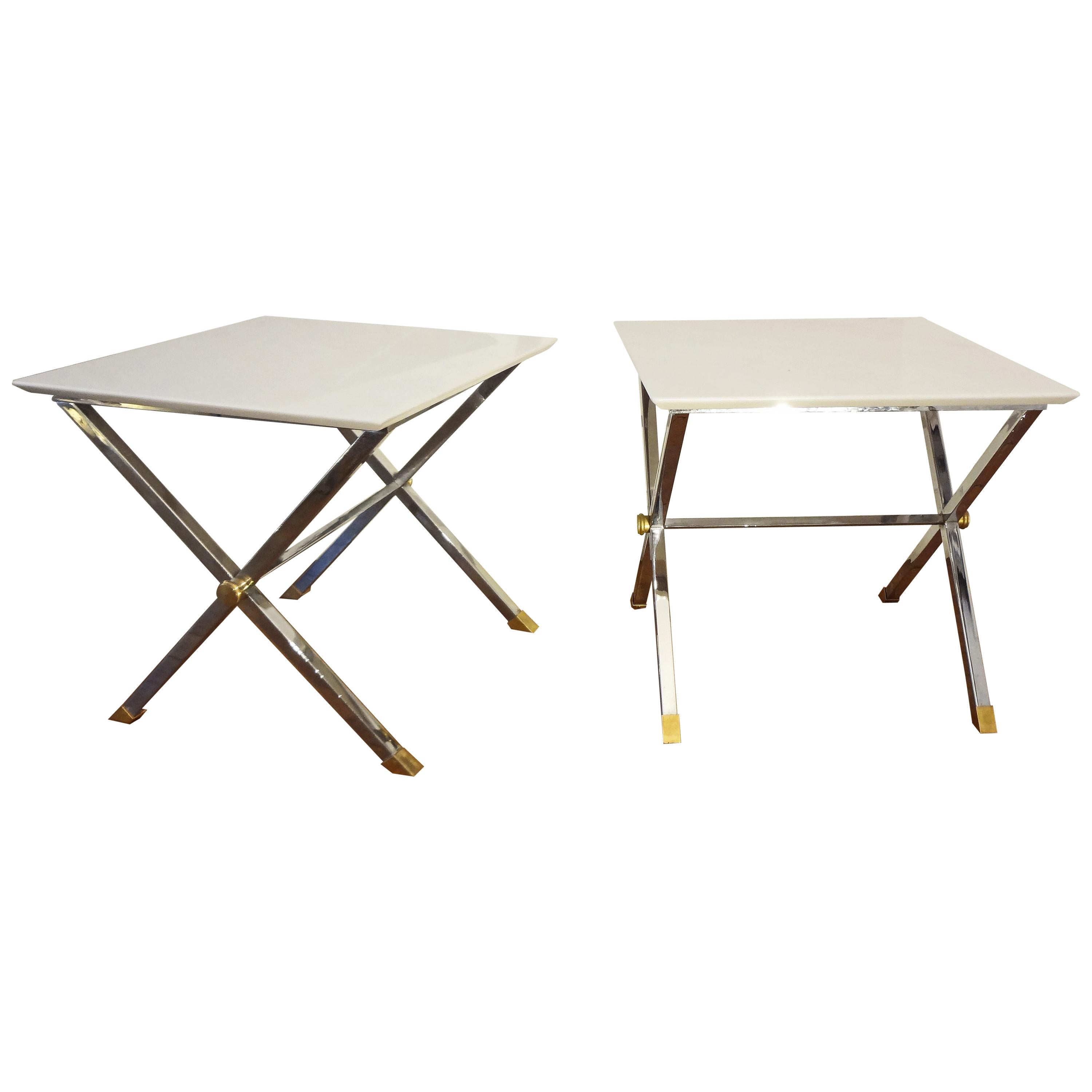 Pair of Square Coffee Tables, Italy, 1970s For Sale