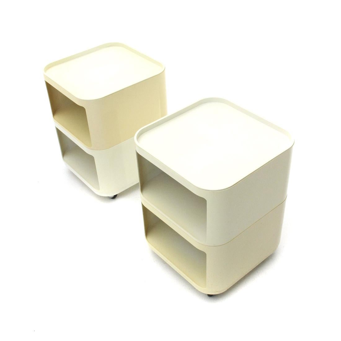 Italian Pair of Square Componibili Containers by Anna Castelli Ferrieri for Kartell 1970