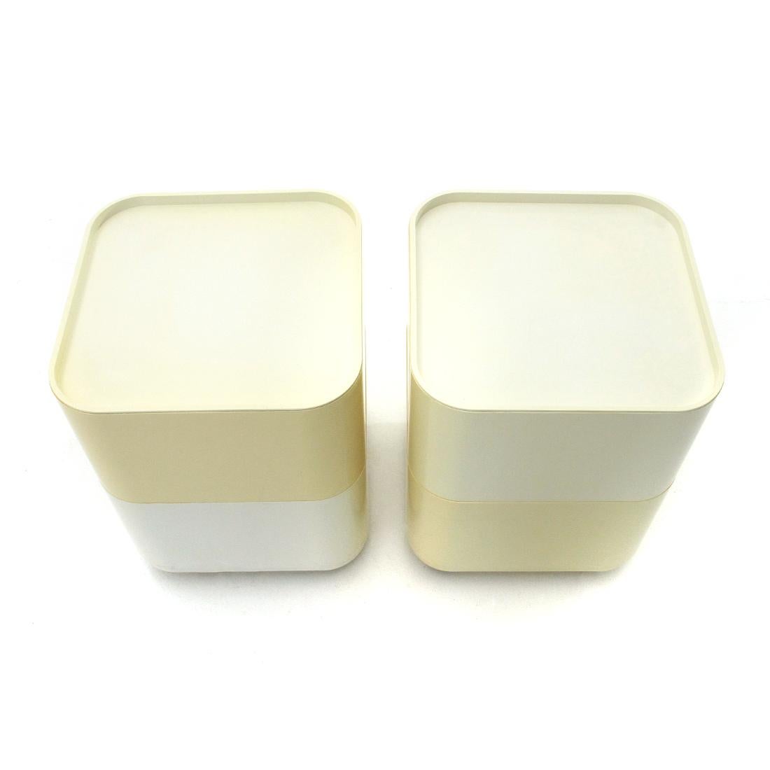 Plastic Pair of Square Componibili Containers by Anna Castelli Ferrieri for Kartell 1970