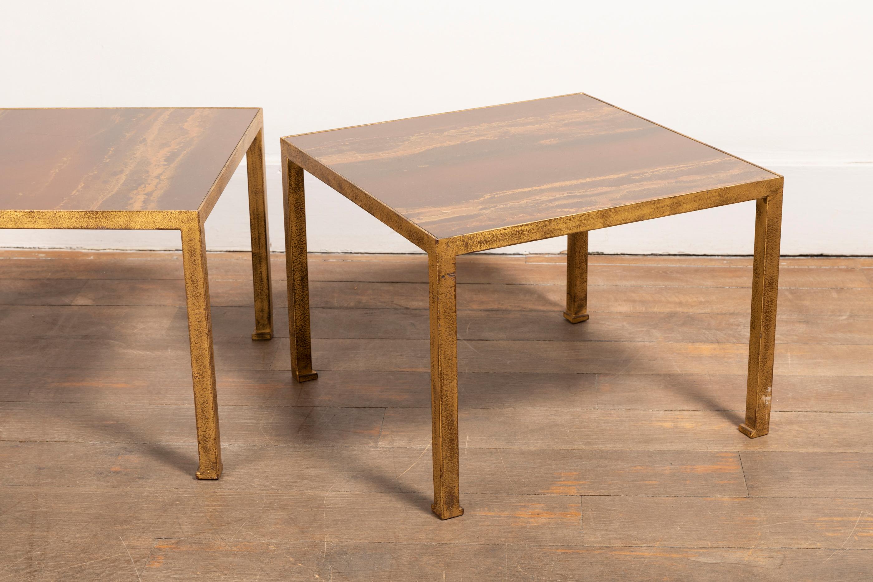 Mid-Century Modern Pair of Square End Tables, by Maison Jansen For Sale