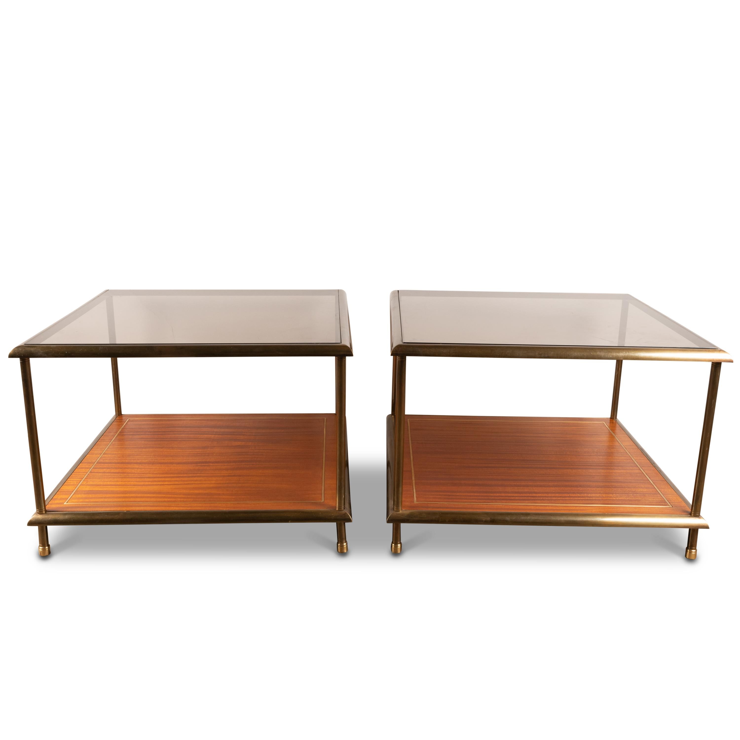 Mid-Century Modern Pair of Square End Tables, France, 1960s For Sale