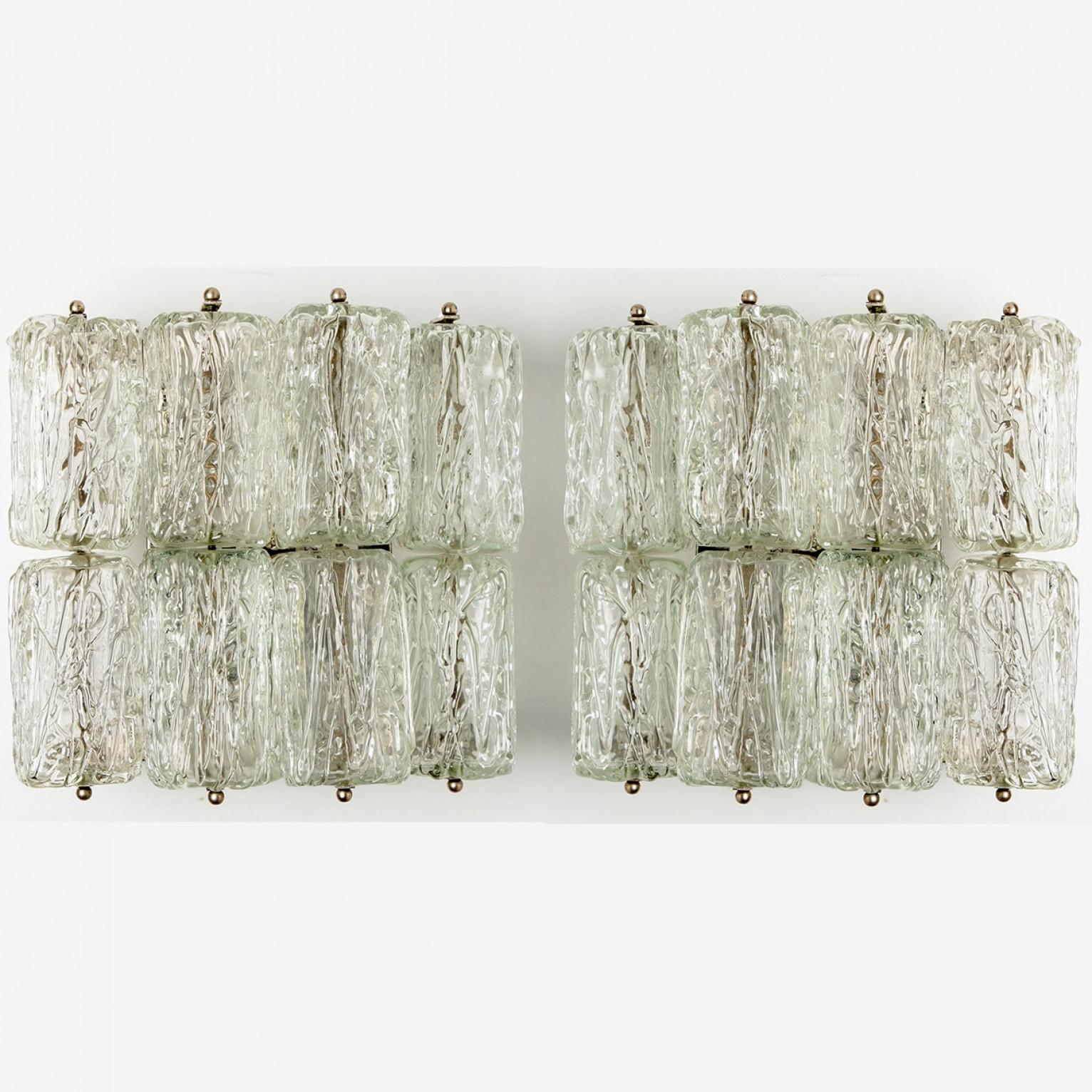 Pareja de apliques cuadrados de cristal Kalmar, años 70 Alemán en venta