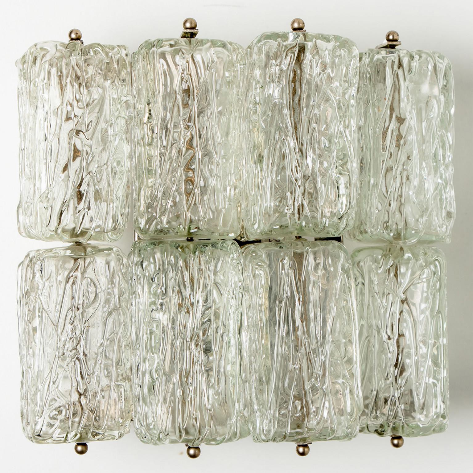 Other Pair of Square Glass Wall Lights Kalmar, 1970s For Sale