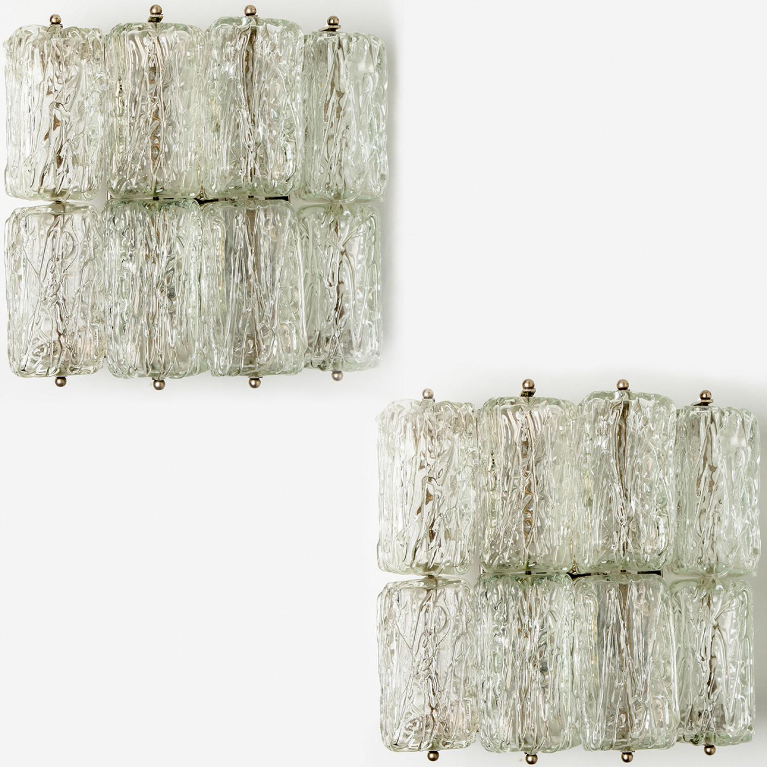 Pair of Square Glass Wall Lights Kalmar, 1970s For Sale 1