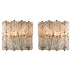 Pair of Square Glass Wall Lights Kalmar, 1970s
