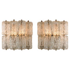 Pareja de apliques cuadrados de cristal Kalmar, años 70