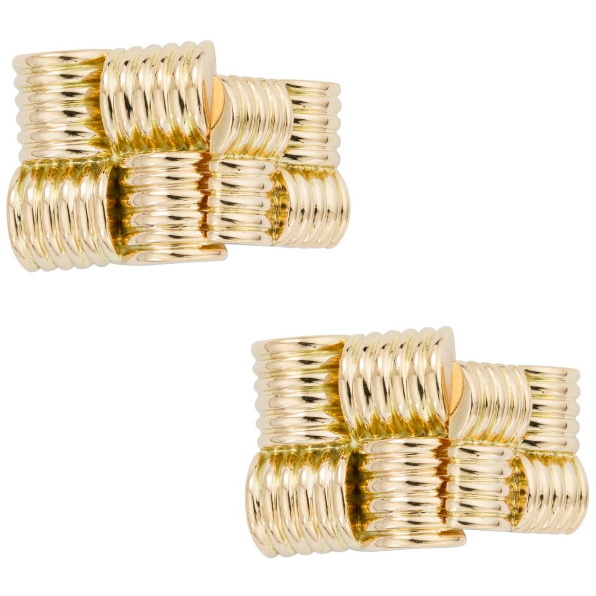 Pair of Square Gold Cufflinks For Sale