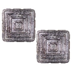 Paire d'appliques carrées en verre fumé gris, 1970
