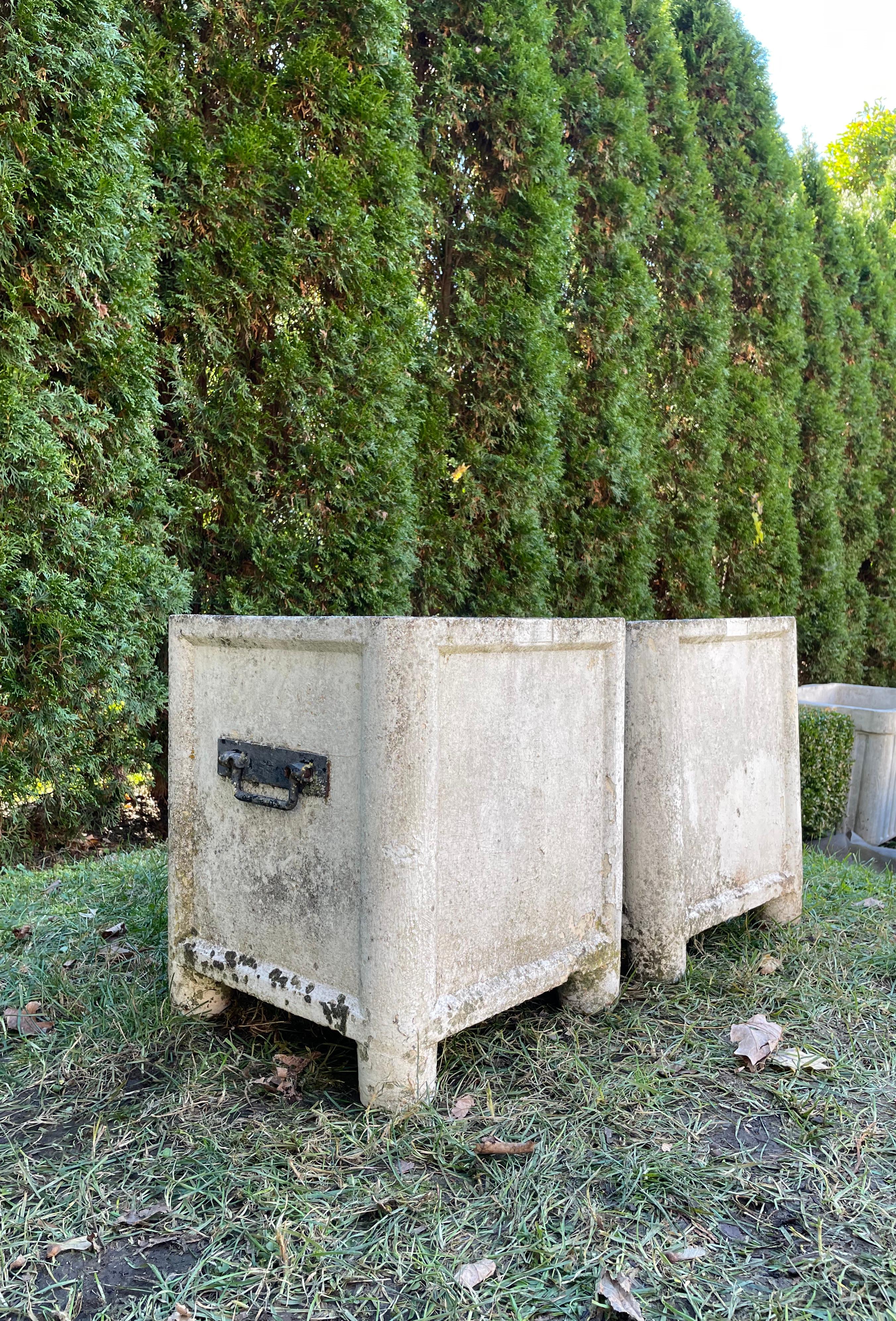 Pair of Square Handled French Chanal Planters In Good Condition In Woodbury, CT