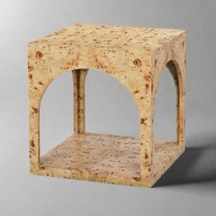 Pair of Square Light Burl Wood Side Tables