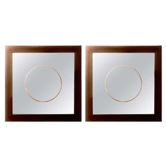 Pair of Square Maccasar Faux Art Deco Style Wall / Console Mirror