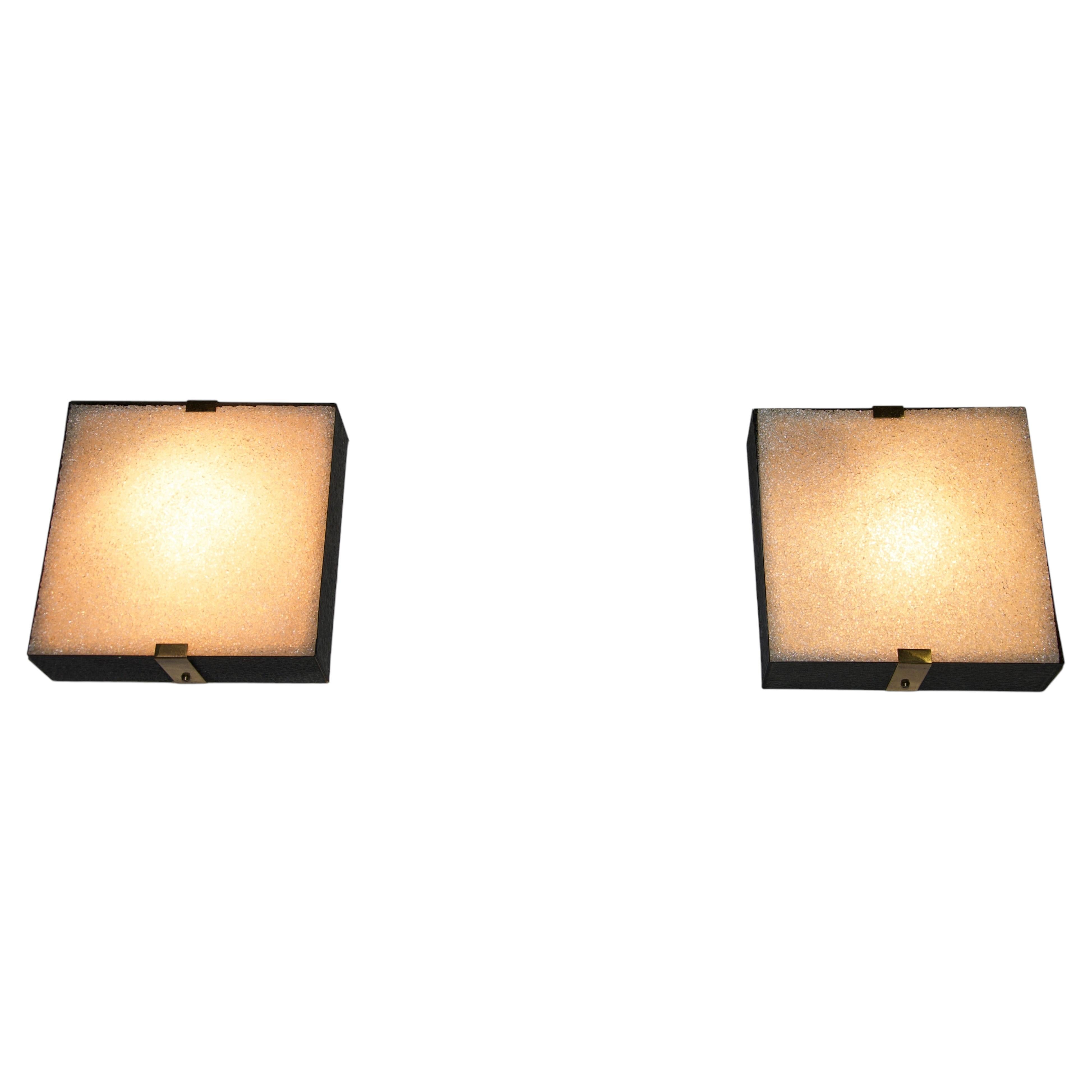 Square Mid-Century Flush Mounts, 1960s, Italy