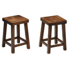 Pair of Square Mid-Century Modern Stools, Europe 1950s