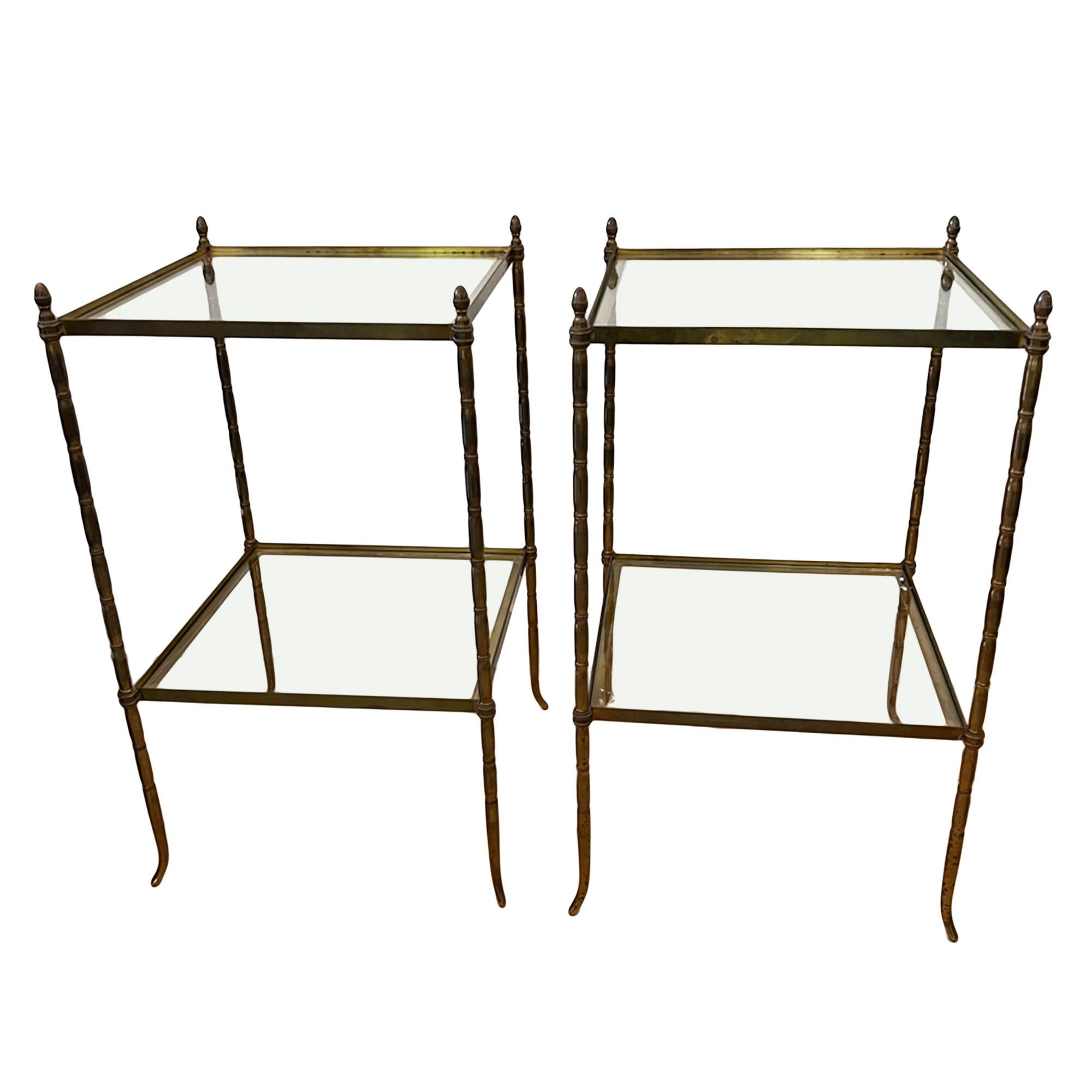 Mid-Century Modern Pair of Square Midcentury French Side Tables