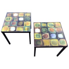 Pair of Square Roger Capron "Planete" Tables