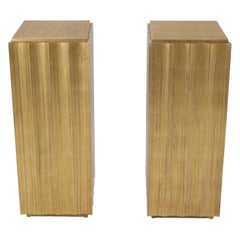 Pair of Square Scallop Edge Gold Gilt Columns Pedestals