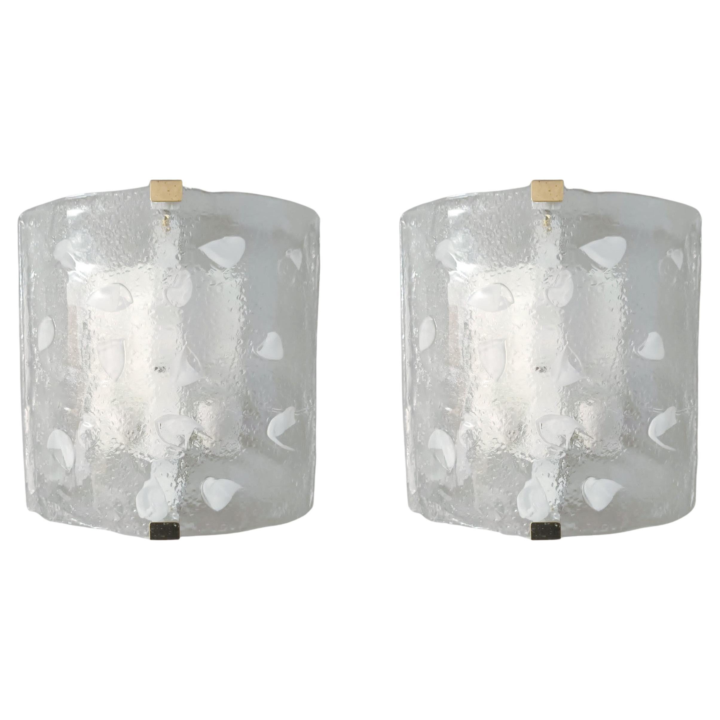 Pair of Square Sconces by Mazzega For Sale