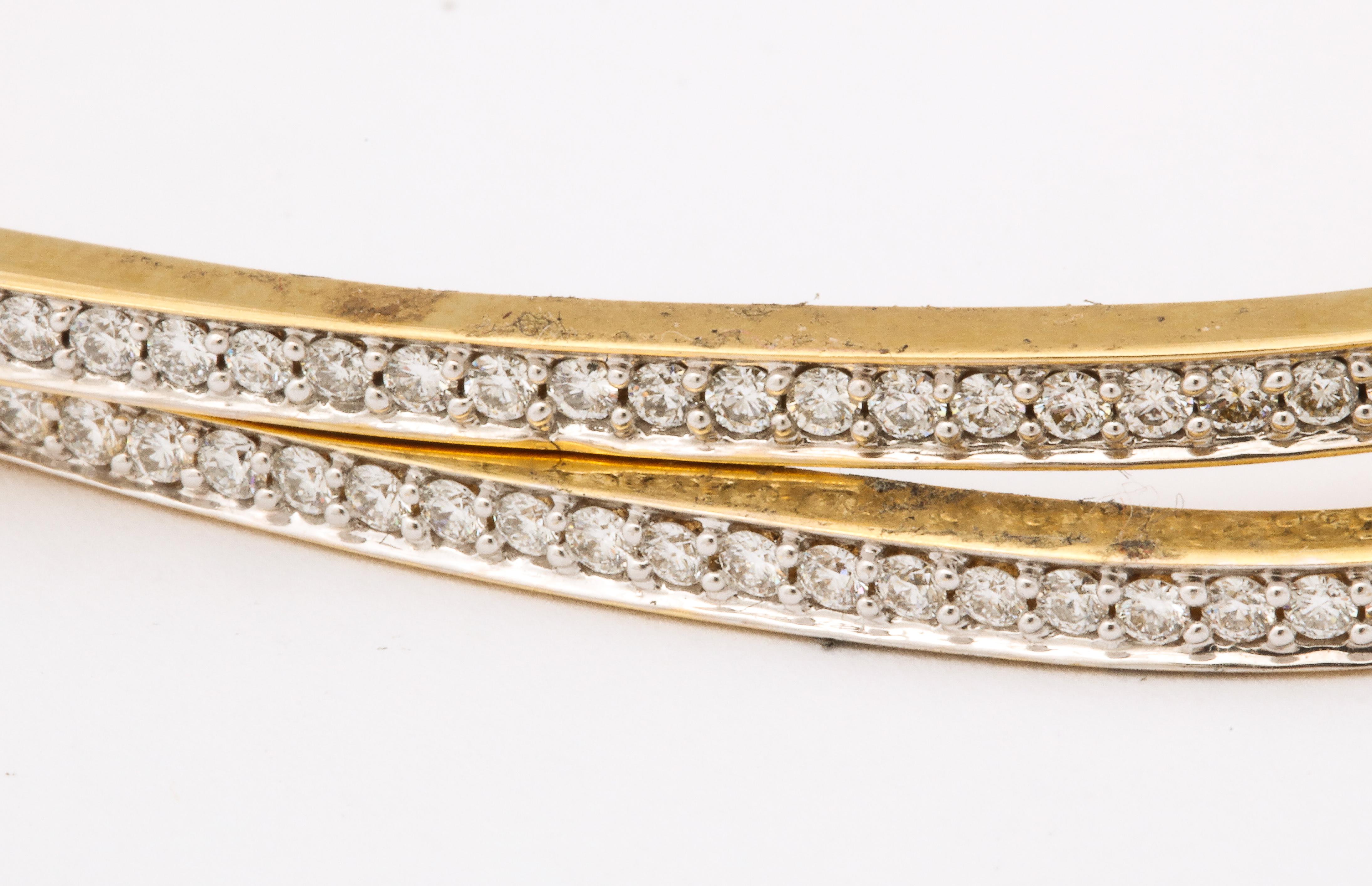Pair of Square-Shape Diamond Bangle Bracelets 2