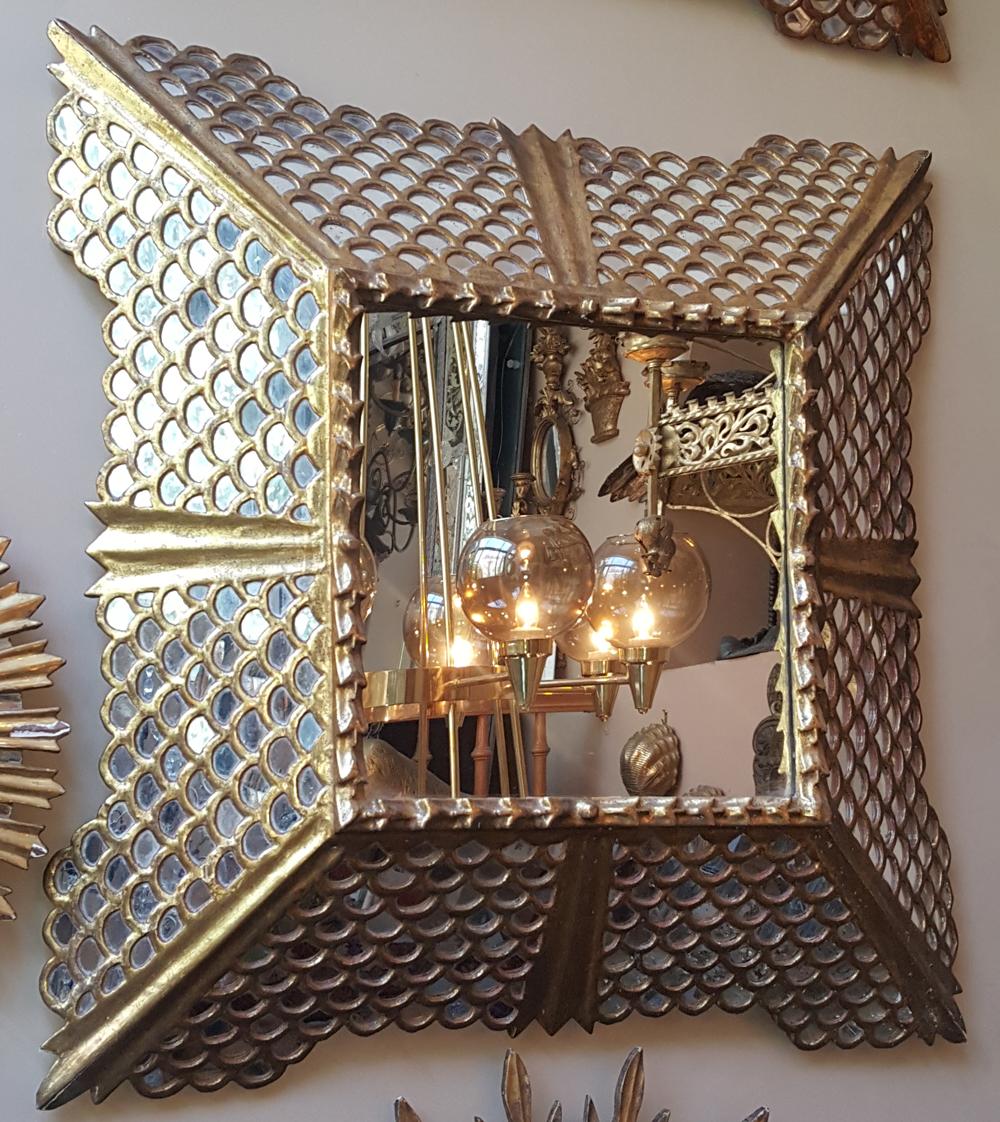 Espagnol Paire de miroirs coloniaux espagnols carrés, vendus individuellement en vente