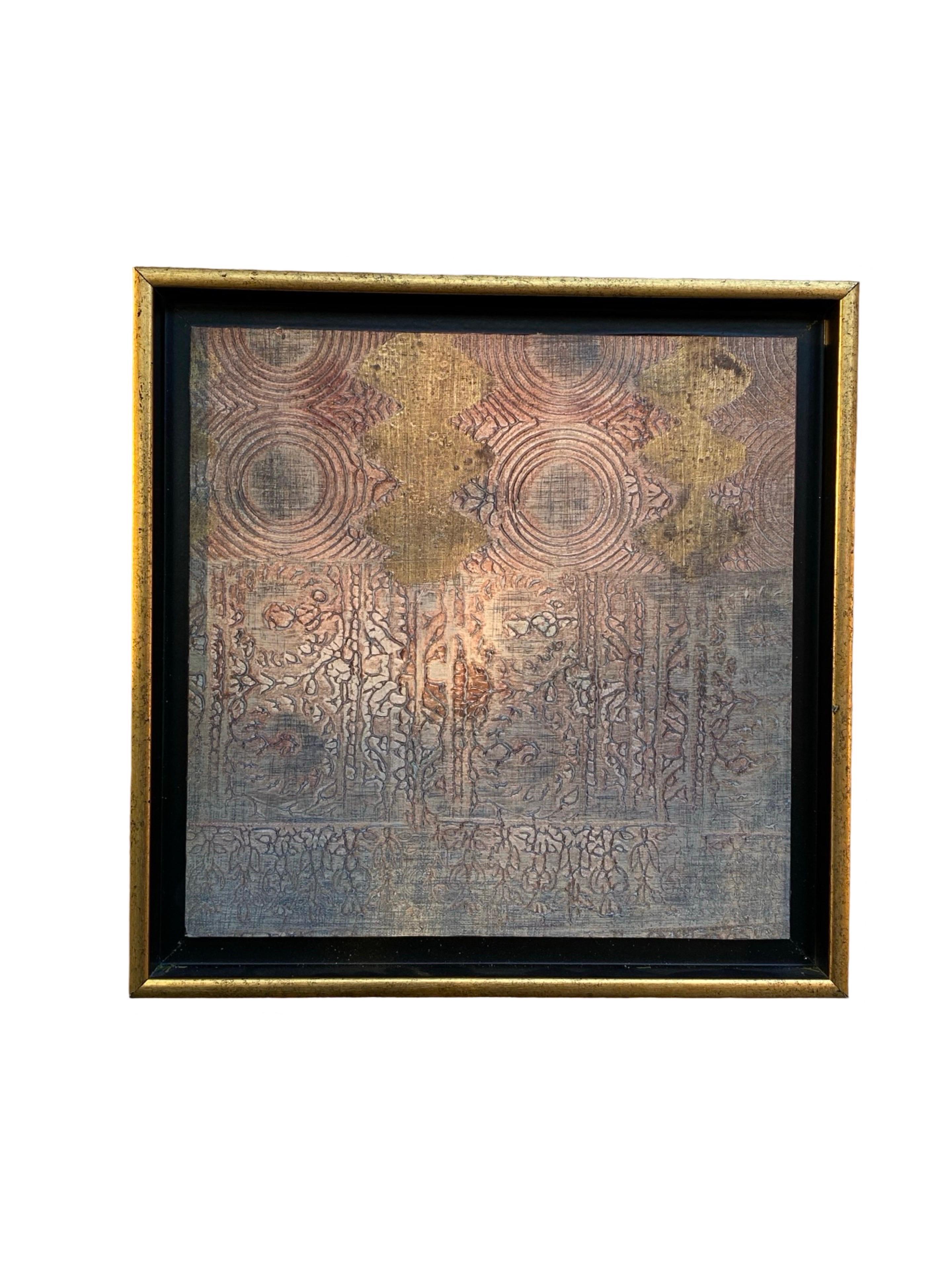 Ein Paar quadratische Gemälde aus strukturiertem Gold von Rebecca Koury für Neiman Marcus im Angebot 2