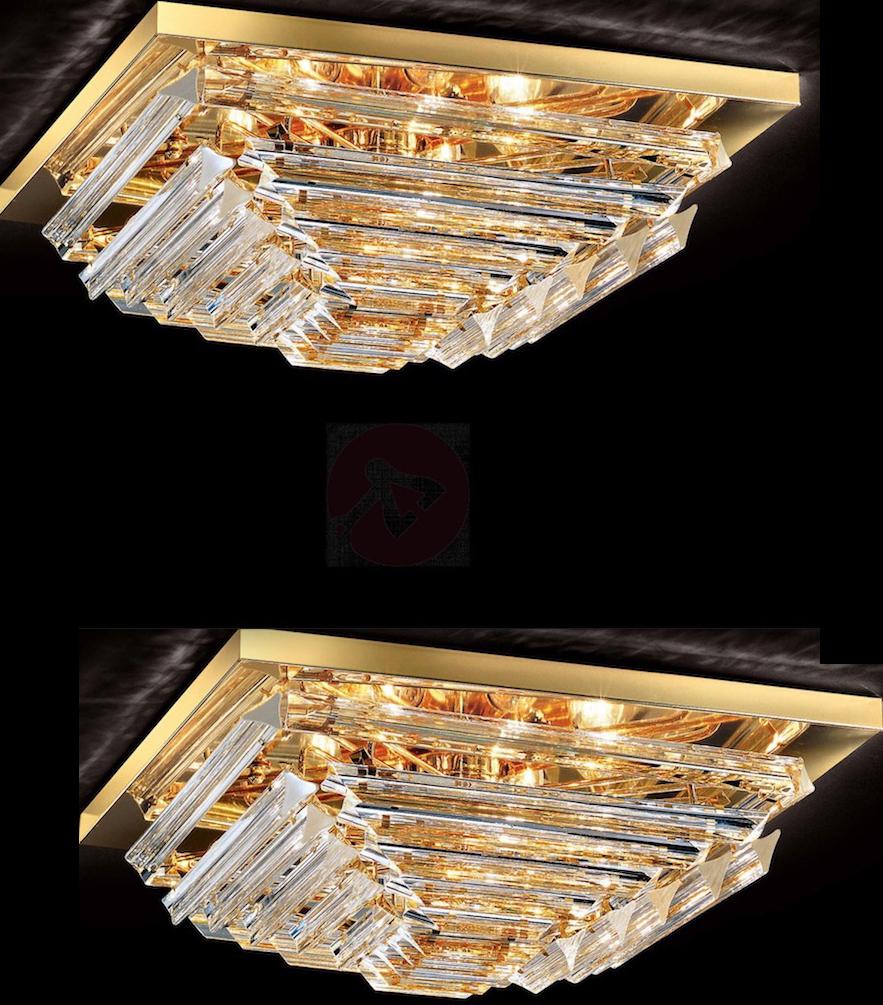 Pair of Square Triedi Murano Glass Contemporary Flush Mount or Ceiling Light For Sale 9