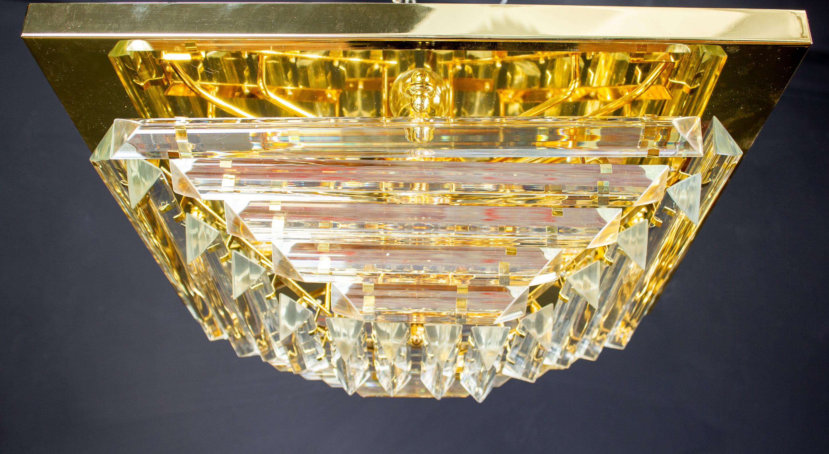 Paire de lampadaires ou de plafonniers contemporains en verre de Murano Triedi de forme carrée en vente 8