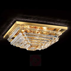 Ein Paar quadratische Triedi Murano Glas Contemporary Flushmount oder Deckenleuchte