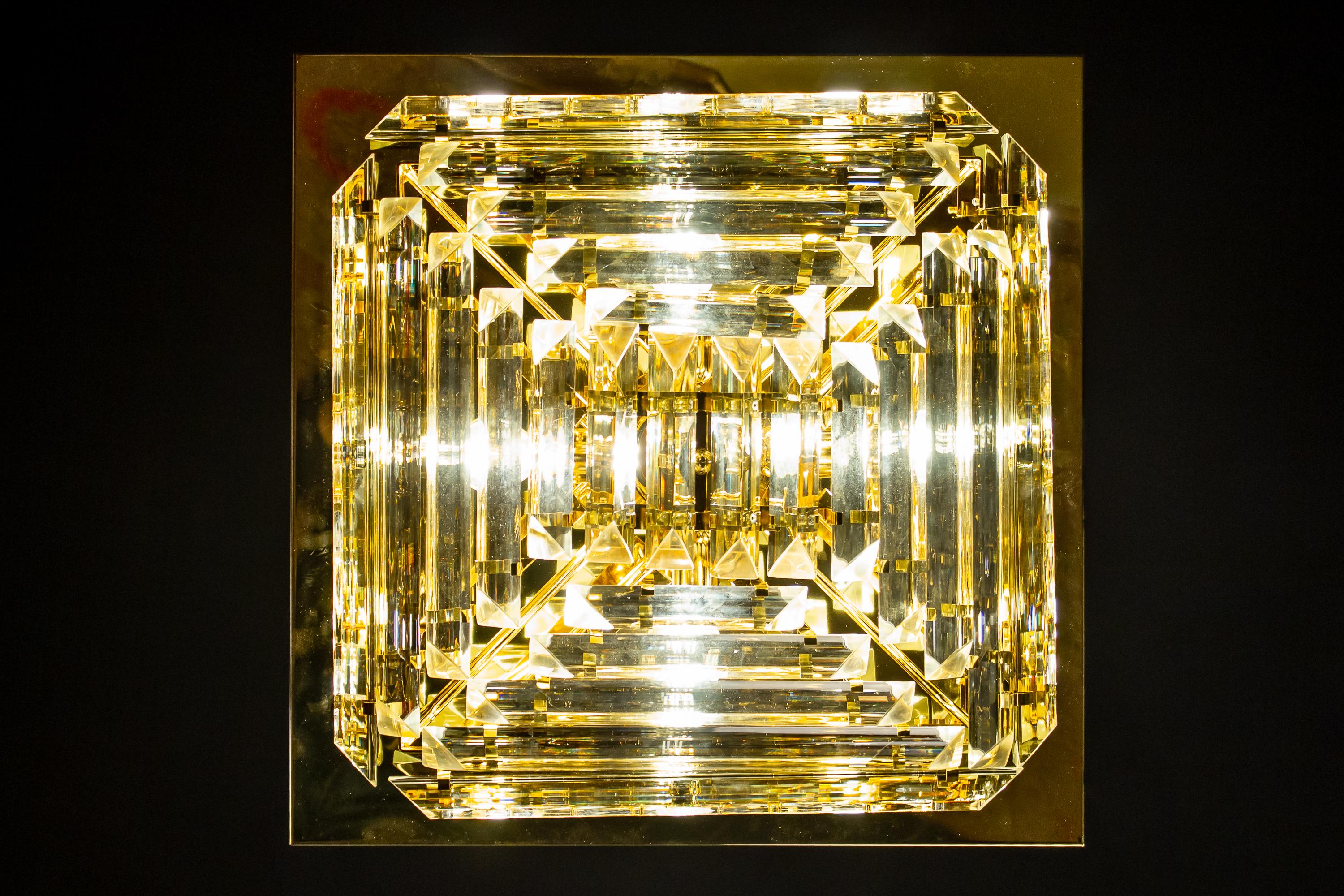 Ein Paar quadratische Triedi Murano Glas Contemporary Flushmount oder Deckenleuchte im Zustand „Neu“ im Angebot in Rome, IT