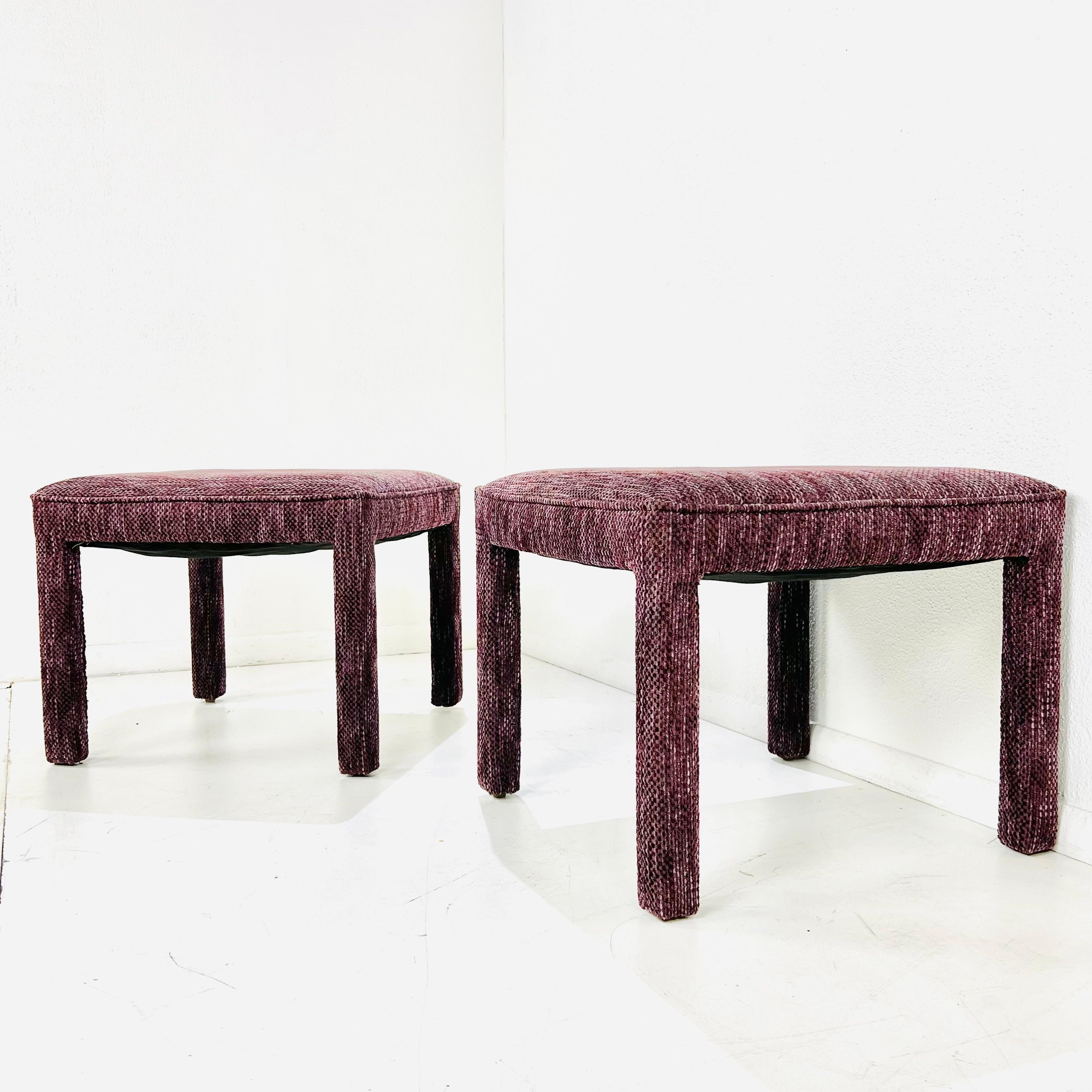 Pair of Square Upholstered Parsons Style Ottomans For Sale 6