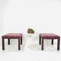 Pair of Square Upholstered Parsons Style Ottomans